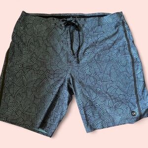 Outerknown Apex Blue and Black Knot Pattern Board Shorts